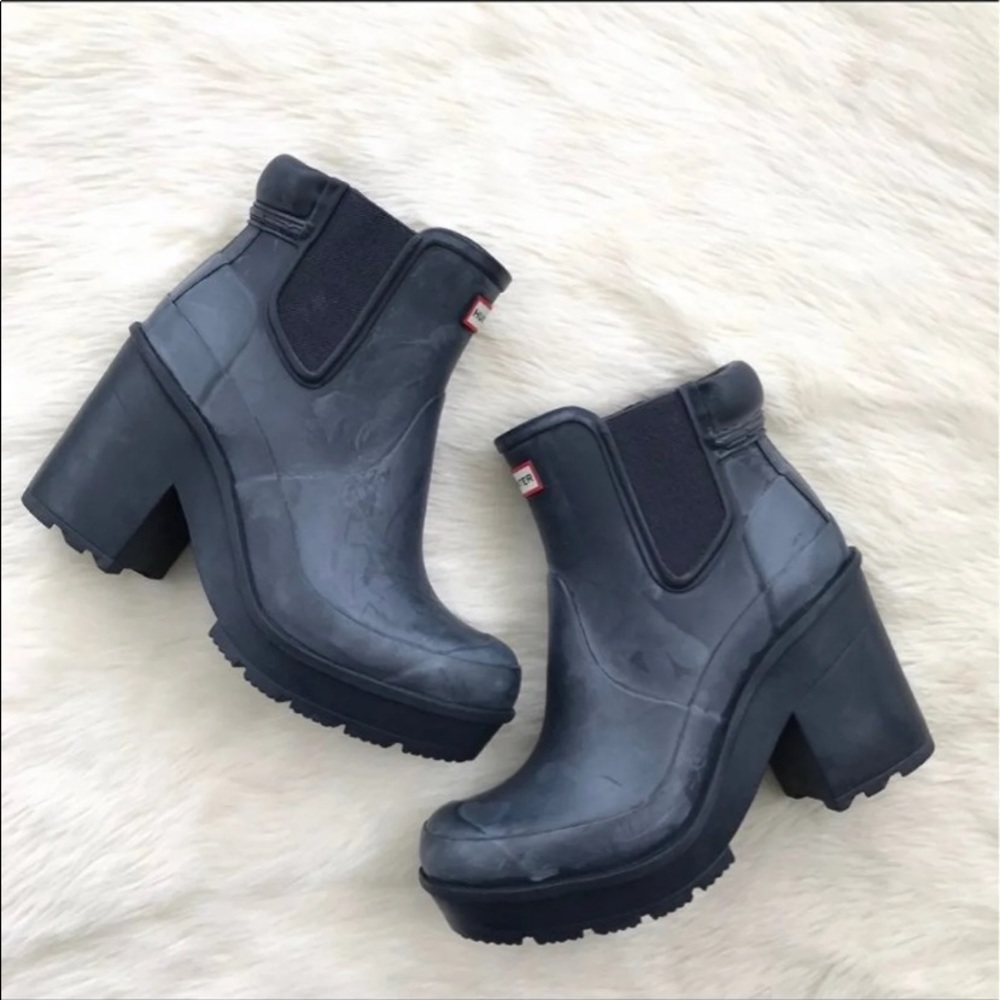 Hunter block heel boots & care kit